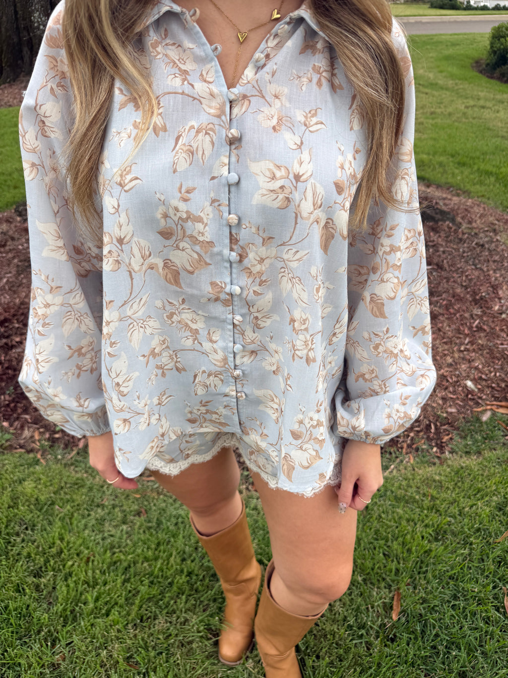 Blue Floral Lace Set