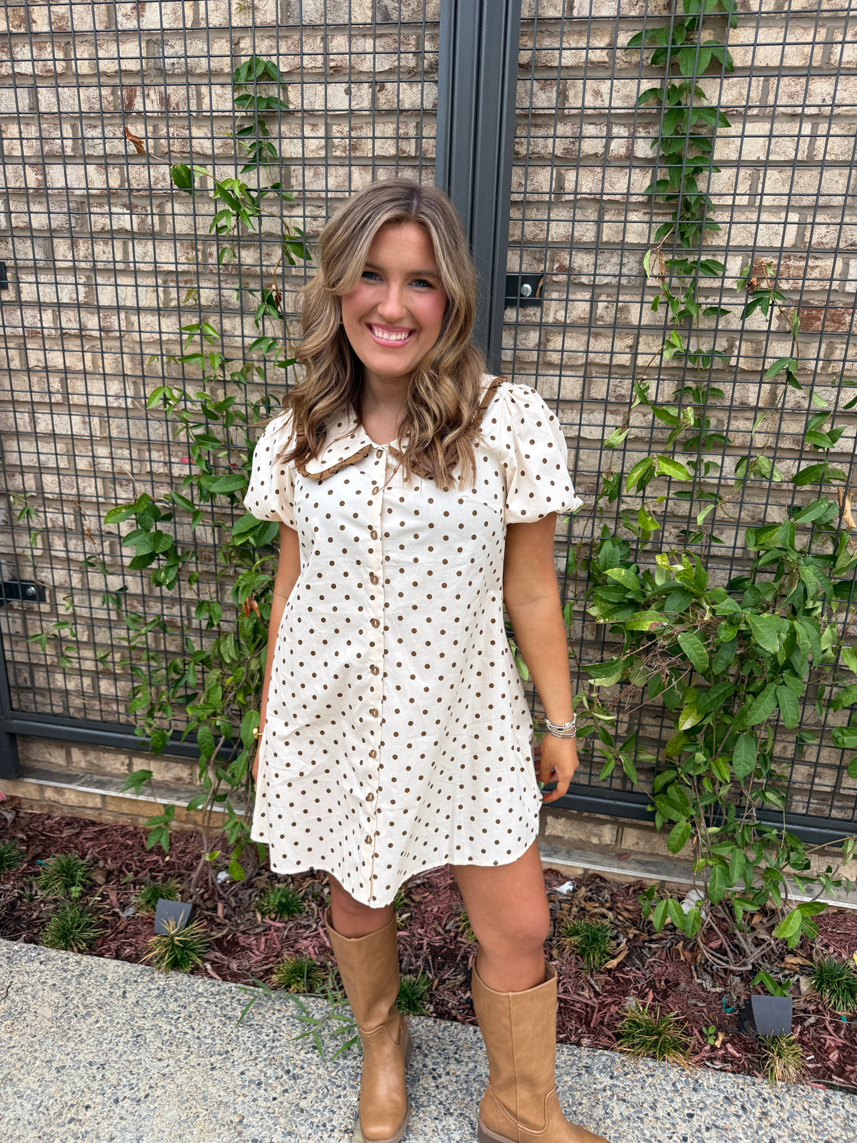 Cream Polka Dot Dress