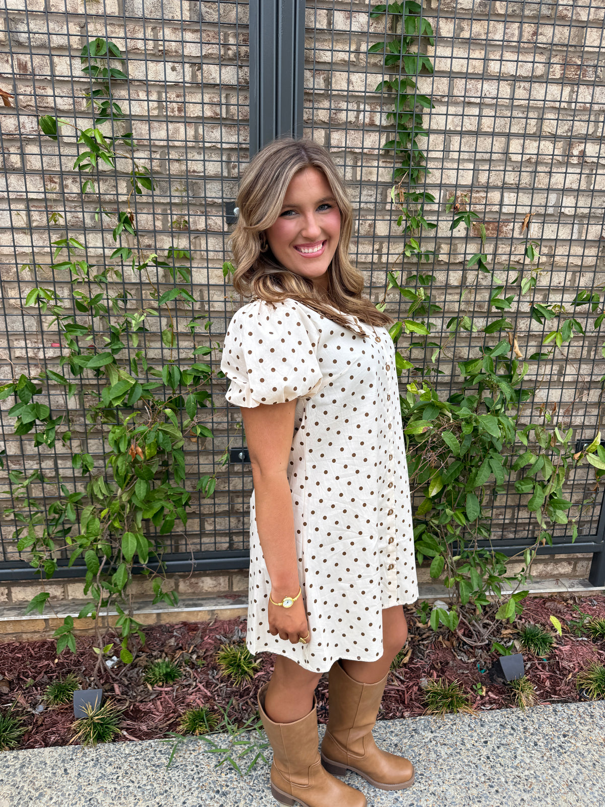 Cream Polka Dot Dress