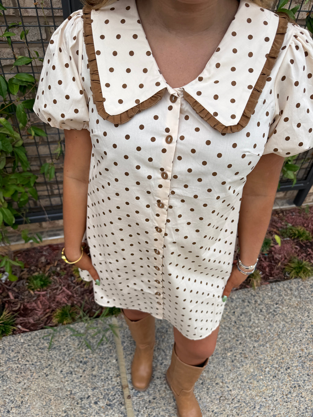 Cream Polka Dot Dress