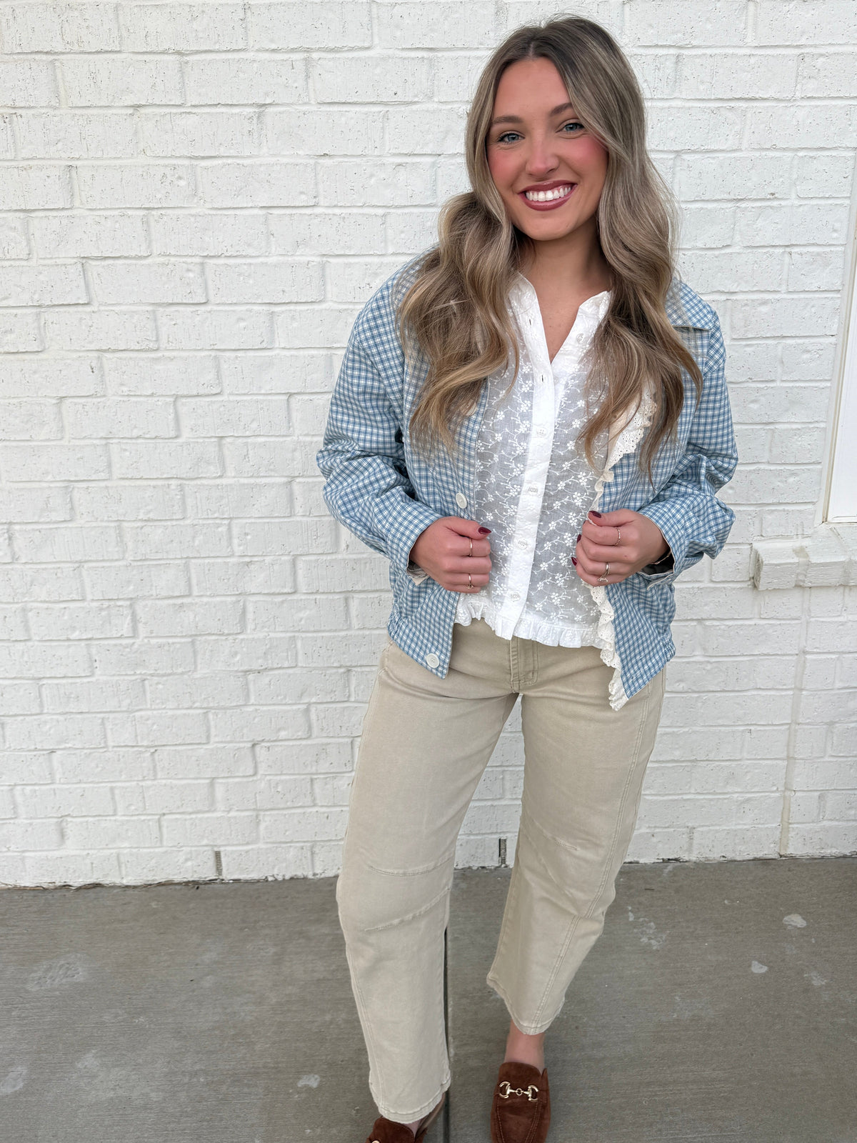 Reversible Gingham Ruffle Jacket