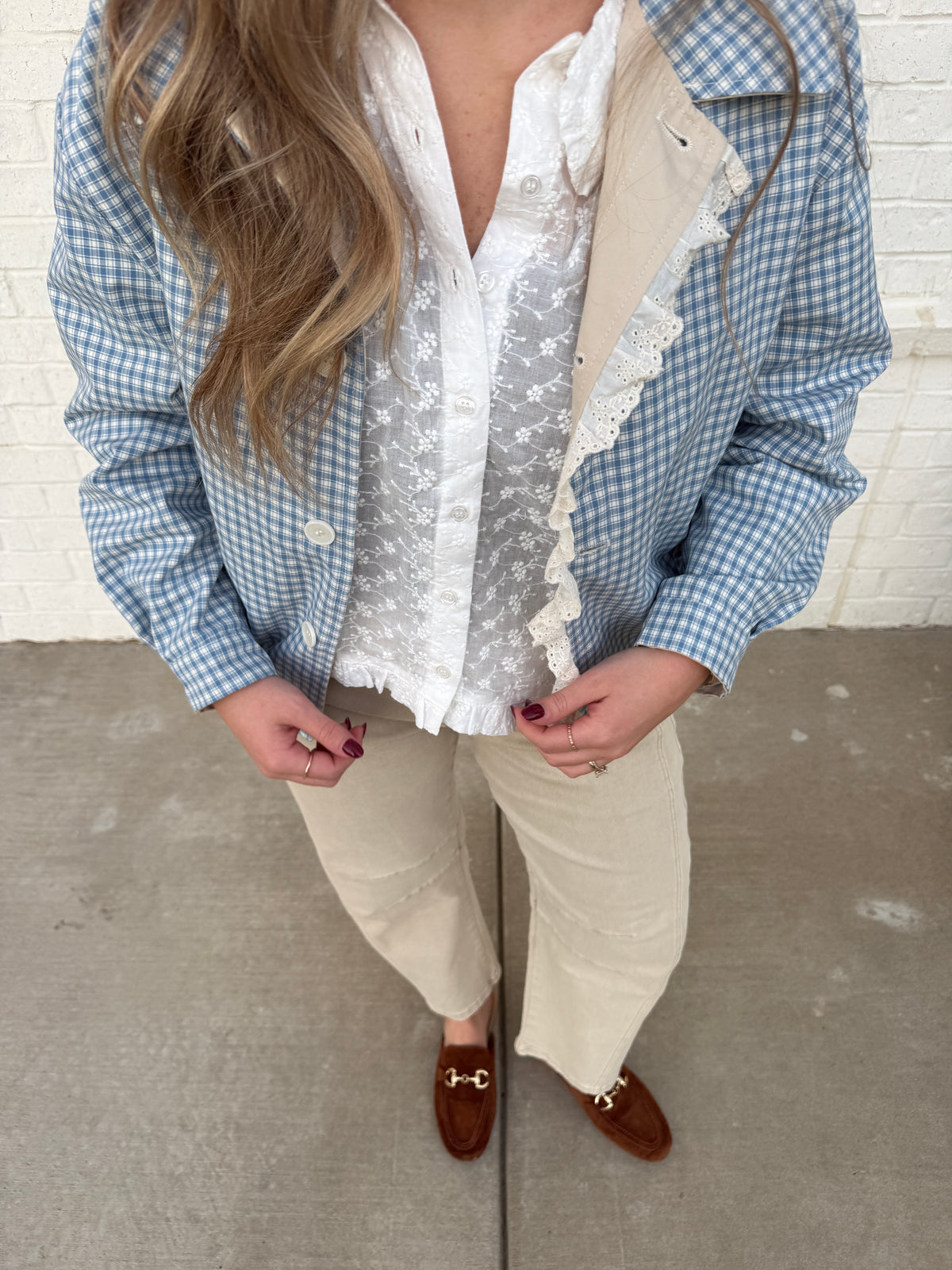 Reversible Gingham Ruffle Jacket